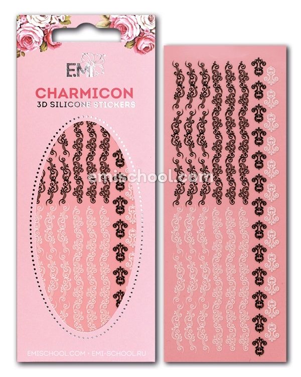 CHARMICON 3D Silicone Stikers Swirl nr.4 Black/White