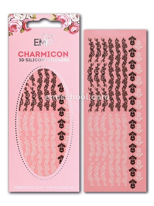 CHARMICON 3D Silicone Stikers Swirl nr.4 Black/White