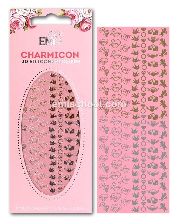 CHARMICON 3D Silicone Stikers Love Mix God/Siver