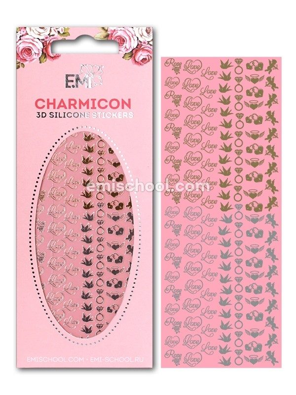 CHARMICON 3D Silicone Stikers Love Mix God/Siver