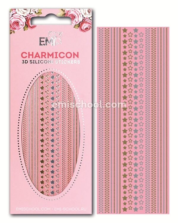 Charmicon 3D Silicone Stickers Stars MIX nr1 Gold/Silver