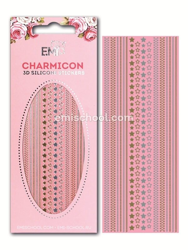 Charmicon 3D Silicone Stickers Stars MIX nr1 Gold/Silver