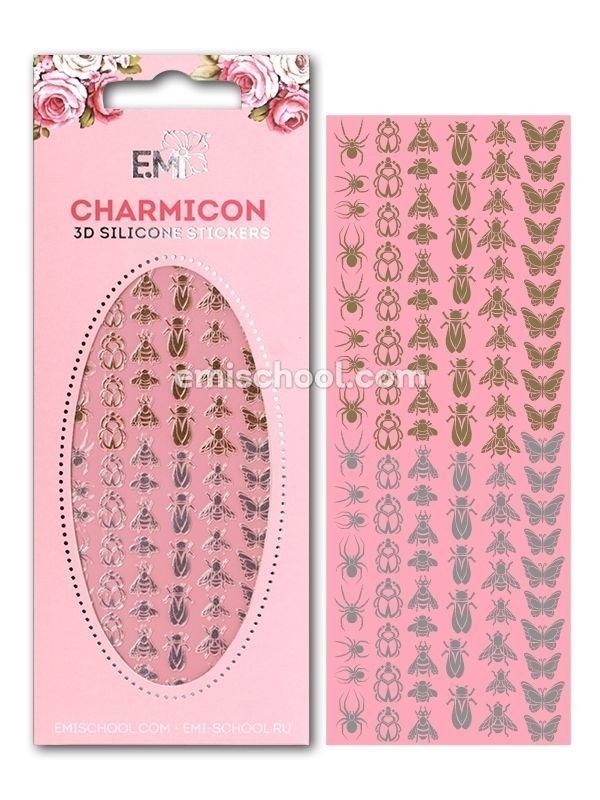 Charmicon 3D Silicone Stickers Insects nr2 Gold/Silver